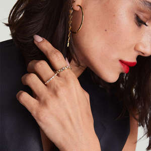 Anillo de boda de eternidad completa con patrón triangular, diamantes CZ de talla brillante redonda, engaste piramidal único, anillo tipo tenis, para fiesta, regalo - Product Image 2