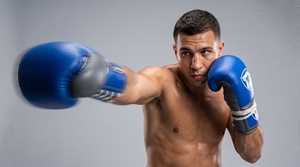 Gants de boxe en cuir bleu Dumela, design à lacets, marque de premier ordre - Product Image 4