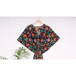 Robe kaftan en coton indien à imprimé floral, robe maxi 100% coton pour les mamans, robe longue pour toutes les saisons - été, hiver, automne, printemps - Product Image 6