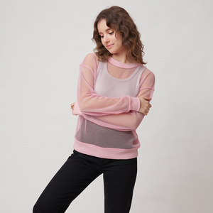 Sweat-shirt sexy en maille unisexe, transparent, à manches longues, col rond, vêtements de nuit, sweat-shirts transparents sexy - Product Image 5