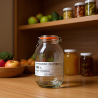 Pot en verre cylindrique classique de 3 L avec couvercle en métal et couvercle hermétique pour le stockage des aliments en provenance d'Espagne