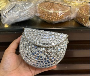 F S International <b>Metal</b> Gold-Plated Handmade Customized Shape Traditional Embellished Clutch Handbag for Women-Festive Occasions - Product Image 6