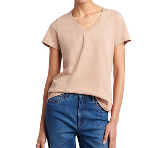 Camiseta de Mujer de Manga Corta, Holgada, Informal, de Algodón, para Verano, con Logotipo Personalizado, Proveedor Mayorista OEM - Product Image 1