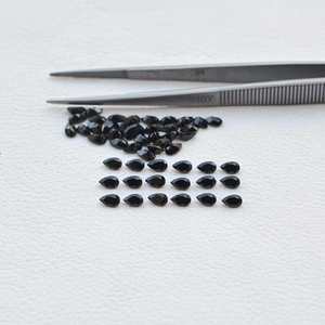 พลอยสปิเนลสีดำธรรมชาติขนาด 3x5 มม. รูปทรงลูกแพร์เจียระไน พลอยกึ่งมีค่าแบบเม็ดเดี่ยว สำหรับทำเครื่องประดับตามสั่ง สินค้ามาแรงใหม่ - Product Image 1