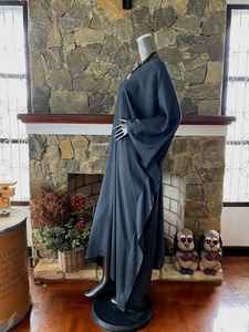 Robe kaftan en rayonne teinte à la main gris foncé, grande taille, coupe ample, tenue de plage - Product Image 3