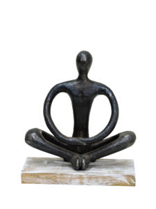 Estatua de Aluminio de Hombre de Yoga Abstracto Hecha a Mano, Figura Moderna de Meditación Zen, Escultura sobre Base de Madera Blanca, Decoración para el Hogar, Regalo - Product Image 2