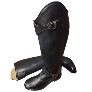 Bottes d'équitation western modernes, légères, en cuir véritable, confortables et durables, avec fermeture éclair YKK et semelle TPR - Product Image 1