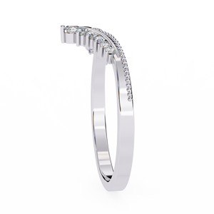 RAAMAA Elegant White Gold Milgrain Chevron Vintage Inspired V-Shaped <b>Stacking</b> Wishbone Band for Women Anniversary Bridal Jewel - Product Image 2