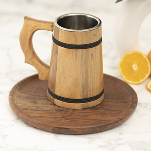 Mug à eau en bois fait main unique pour la cuisine, la salle à manger, la décoration rustique de la maison ou le bureau à domicile, hôtel, bière et thé - Product Image 4