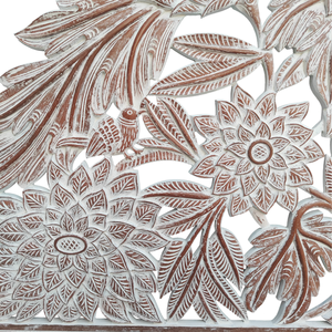 Tête de lit Smart Art en bois d'ingénierie sculpté, demi-lune Cal King, motif tournesol, finition blanchie, décoration de lit bohème - Product Image 5