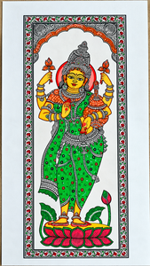 Cuadro Rectangular Tradicional de la Diosa Kalamkari en Tela para Decoración de Pared de Sala de Estar - Arte Indio Hecho a Mano para Interiores - Product Image 2