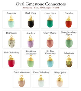 Conector colgante de calcedonia blanca ovalada pulida Lisa conector de fianza única chapado en oro DIY haciendo encontrar conectores de pendientes - Product Image 2