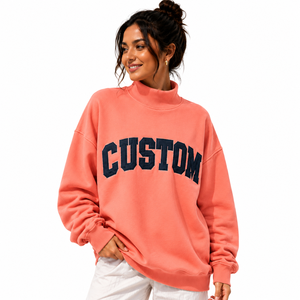 Sweat-shirt à col montant pour femme, logo personnalisé, molleton de coton premium, pull oversize, vêtements décontractés, fabricant OEM ODM - Product Image 1