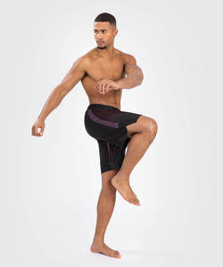 Pantalones Cortos Deportivos para Hombre, Negros con Estampado Geométrico Rojo, Sublimación, Secado Rápido, 100% Poliéster, Cintura Media, Cierre Elástico Lateral - Product Image 5