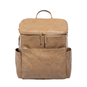 Luxury Genuine <b>Leather</b> Diaper <b>Backpack</b> Waterproof Baby Nappy Bag Medium <b>Small</b> Capacity Travel Changing Bag Stylish Mom Dad - Product Image 6