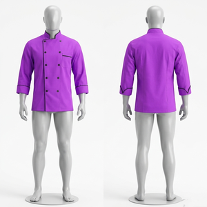 220 GSM Cotton Polyester <b>White</b> <b>Chef</b> Uniform Double Breasted Custom Embroidery Print Restaurant Wear - Product Image 3