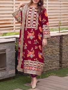 Vestido de seda bordado de alta calidad para mujer, conjunto de 3 piezas para fiesta, a bajo precio y con MOQ bajo, Shalwar Kameez indio y pakistaní. - Product Image 1