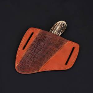 Petit couteau de chasse d'extérieur à lame fixe en acier Damas, étui en cuir, fournisseur OEM B2B, gravure de logo, qualité industrielle 56HRC - Product Image 5