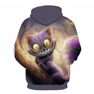 Sudadera con Capucha para Hombre, Diseño de Gato de Cheshire, 100% Algodón, Corte Holgado, Estilo Casual Otoñal, Antiarrugas, Estampado Puff - Product Image 2