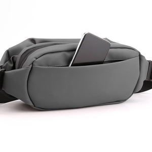 Unisex Black Nylon Waist Bag With Zipper Closure Minimalist Style For Daily Use - Product Image 4