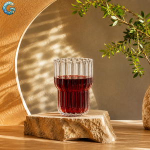 Gobelet à boire en verre transparent à rayures, résistant à la chaleur, réutilisable pour la maison, l'hôtel, le bar - Product Image 3