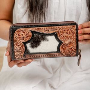 Porta Pasaportes de Cuero Genuino Rústico Vintage, Estilo Occidental, con Cierre de Cremallera, para Mujer, Venta al Por Mayor - Product Image 1