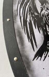 Escudo de Ángel de Acero con Impresión Troquelada, Acabado en Níquel Negro, Decoración para el Hogar, Artesanía Metálica - Product Image 4