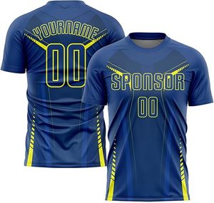 Ensemble de maillot de football jaune personnalisé avec nom et numéro d'équipe 23, col en V, manches courtes, uniforme respirant en polyester pour hommes adultes - Product Image 5
