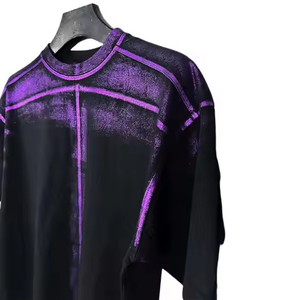 Nouveau T-shirt Homme 2025 – Style Rétro Urbain avec Broderie Personnalisée, Effet Délavé, Imprimé, en Polyester Tricoté Uni - Product Image 5
