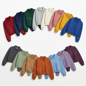 Polo Sweatshirt Oversize Tendance à Manches Longues Décontracté en Mélange de Coton Doux Coupe Ample Style Streetwear pour Homme - Product Image 1