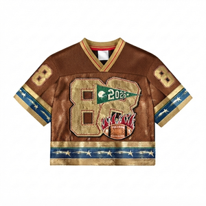 Camiseta de Fútbol Vintage Personalizada para Mujer, Color Marrón, 100% Poliéster, Tejido de Malla de Secado Rápido, Cuello Redondo sin Mangas, Nombre del Equipo Personalizado, Disponible en Stock - Product Image 1