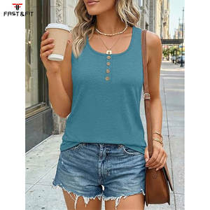 Débardeurs pour femmes en coton 100% tricoté, de haute qualité, sexy, à séchage rapide, avec logo personnalisé, pour la gym, le fitness et le yoga - Product Image 2