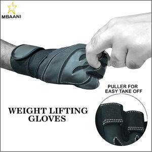 Guantes de Levantamiento de Pesas de Cuero Acolchados, Sin Dedos, con Soporte para Muñeca Larga, para Entrenamiento, Gimnasio, Ejercicio, Powerlifting, Diseño Unisex - Product Image 2