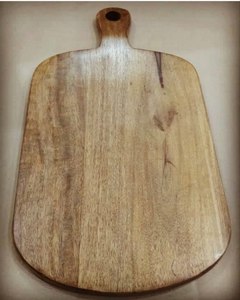 Planche à découper ronde en bois avec poignée, finition naturelle, bloc de découpe de cuisine, pièce unique - Product Image 5