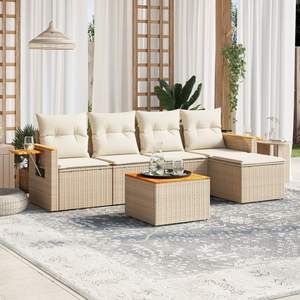 Grande divano da giardino modulare Beige in PE Rattan comodi mobili da giardino modulari - Product Image 1
