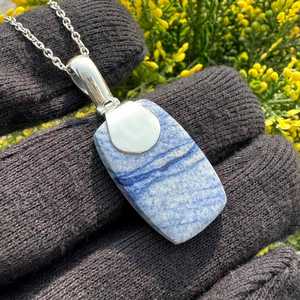 Handmade Dumortierite Gemstone Pendant 925 Sterling Silver Necklace Natural Crystal Jewelry Gift For Women - Product Image 1