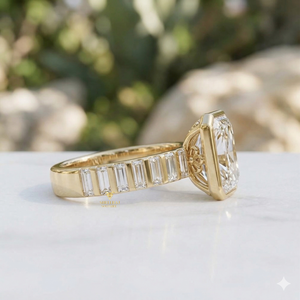 แหวนหมั้นเพชรแล็บโกรว์ทรงเรเดียนท์คัท 3.5 กะรัต ดีไซน์แบบยูนิเซ็กซ์ทรงยาว ประดับขอบแบบโมเดิร์น พร้อมประกายระยิบระยับดุจเกล็ดน้ำแข็ง - Product Image 3