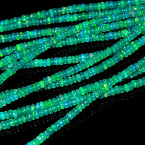 Perles de rondelle lisses d'opale éthiopienne verte 3-5mm perles d'opale de feu naturelle pour la fabrication de bijoux - Product Image 2