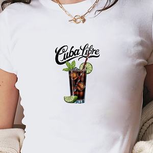 Camiseta Corta de Punto con Estampado Y2K Ajustada para Mujer Cuba Libre - Product Image 4