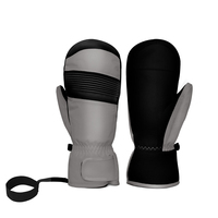 Mitaines de ski unisexes en cuir gris et noir, gants d'hiver thermiques isolés avec sangle de poignet et fermeture auto-agrippante