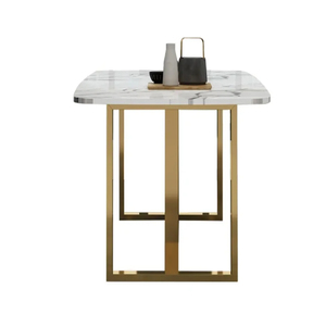 Mesas de Comedor Ovaladas Modernas de Nuevo Diseño con Tapa de Mármol, Mesa de Comedor de Lujo para 6 Personas, Mesa de Comedor de Metal - Product Image 6