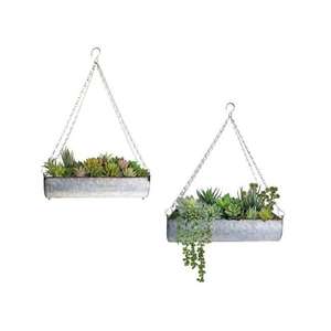 Jardinière rectangulaire suspendue en métal galvanisé, décorative pour balcon, patio, véranda, intérieur/extérieur, maison. - Product Image 1