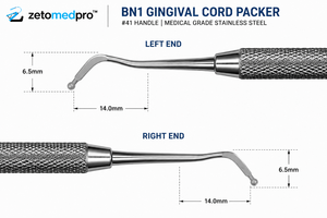 เครื่องมือจัดเรียงและวางเชือกเยื่อหุ้มฟันสแตนเลสสตีล รุ่น Dental BN1 Gingival Cord Packer OEM Zetomed Pro - Product Image 3
