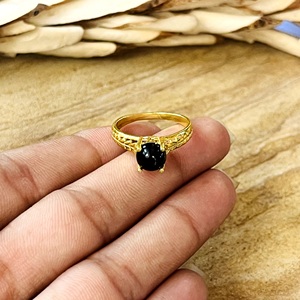 Market Favorite Onyx <b>Rings</b> <b>Dainty</b> Brass <b>Rings</b> For Women 18k Gold Plated Vintage Floral Band Fashion Jewelry Wholesale/OEM/ODM - Product Image 2