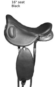 Silla de montar negra para equitación de resistencia con doble banda abdominal y correas de estribo - Product Image 1