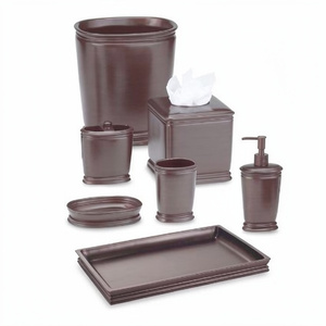 Hot Sale 7 Piece Luxury Simple Bathroom Accessories Set <b>Bath</b> Supplies Storage Toilet <b>Brush</b> Soap Dispenser Set with Tray - Product Image 1