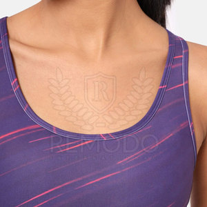 Fashion Custom Sublimated Women Sports <b>Bra</b> Durable Stretchable Nylon/Spandex Fiber Active Wear Top With U-Neck <b>Wide</b> <b>Straps</b> - Product Image 4