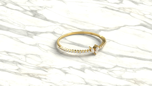 Anillo de Diamantes de Corte Marquesa en Oro Sólido de 18K de Lujo, Anillo de Boda Minimalista con Corte Redondo, Anillo Apilable Eternity para Mujer - Product Image 3