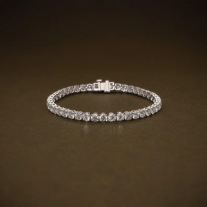 Pulsera de Diamantes Redondos Clásica, Pulsera de Diamantes Brillantes en Línea, Regalo de Aniversario de Bodas, Joyería Fina - Product Image 1