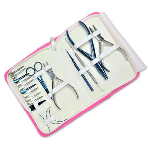 Kit d'outils d'application d'extensions capillaires, pince à micro-anneaux, peigne de séparation et de coiffage, outils pour extensions à micro-perles, 5 pièces - Product Image 4